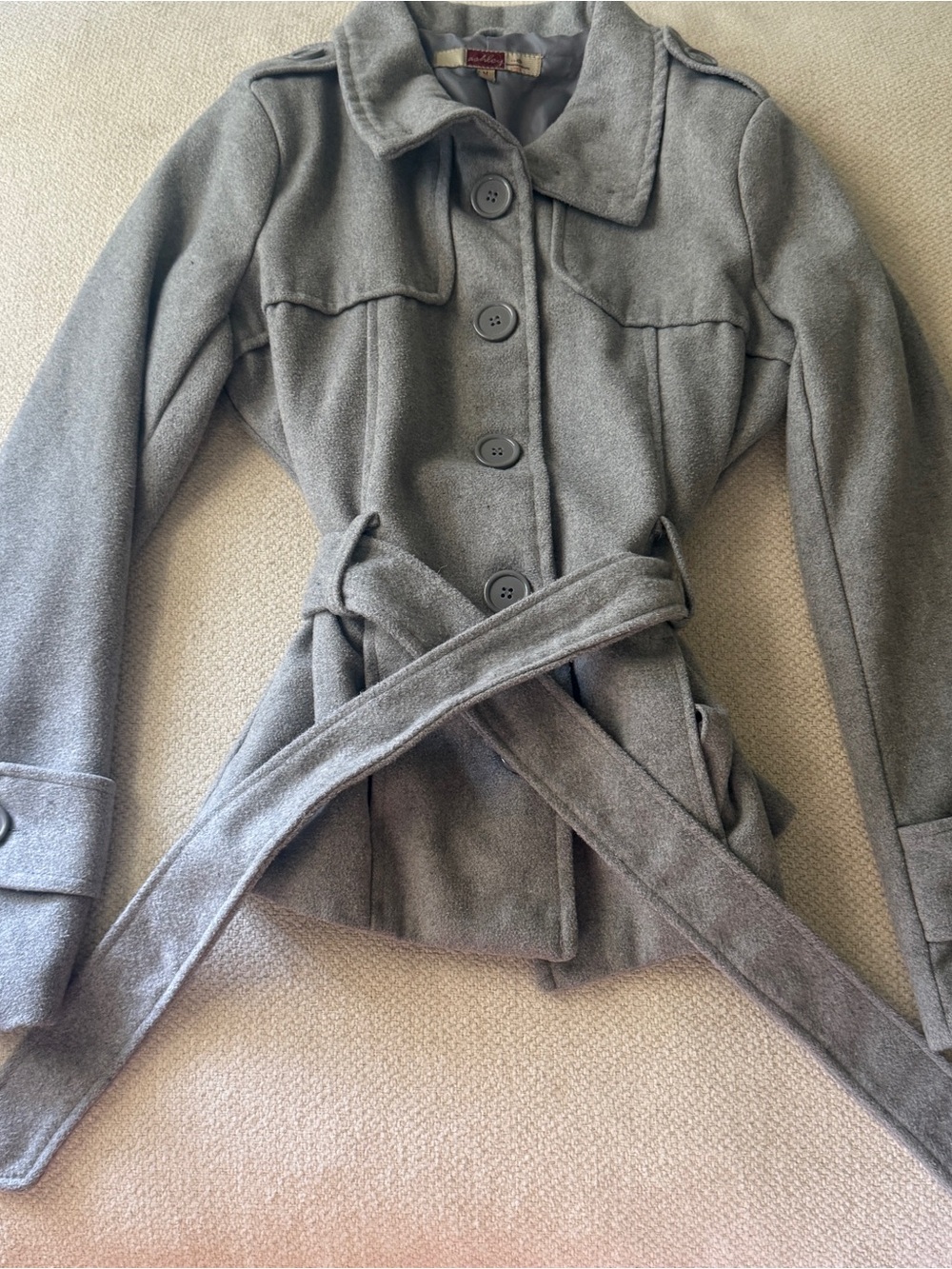 Ashley Gray Wool Belted Peacoat